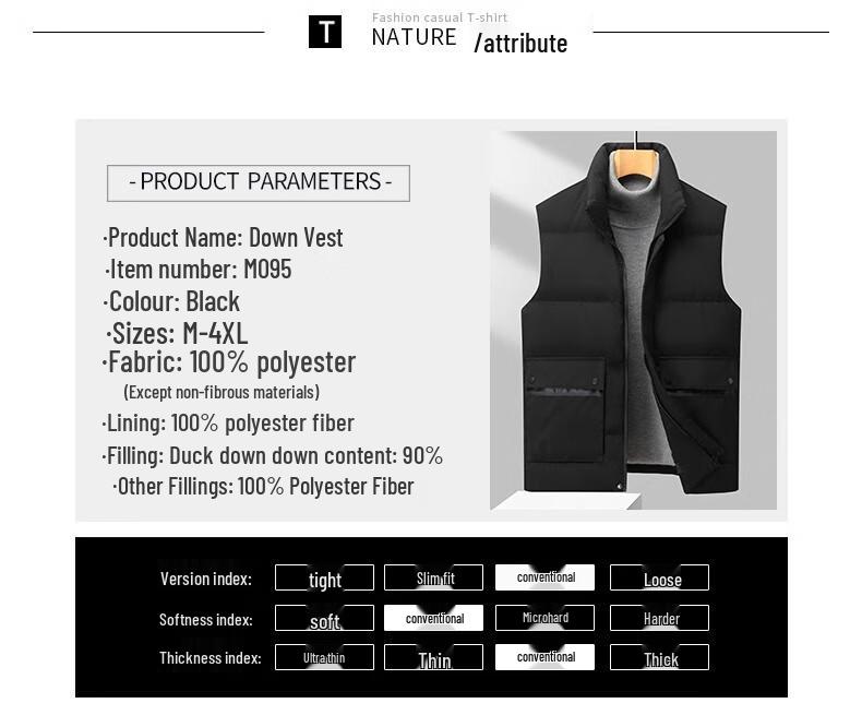 XueZhongFei Men's Casual Stand-Collar Down Vest X32137591F