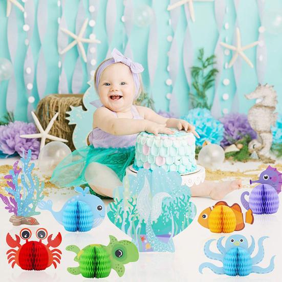 Ocean Sea Animal Honeycomb Centerpiece under The Sea Party Decorations Fish Crab Turtle Seahorse Ocean Theme Birthday Party Supplies