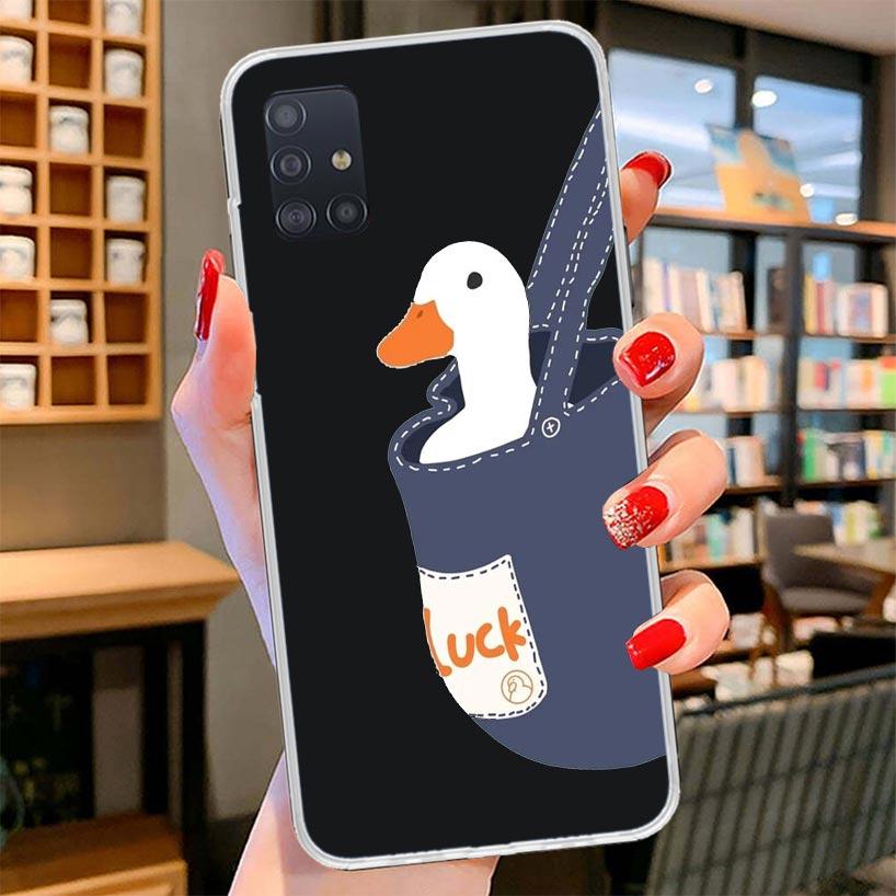 Cartoon Duck Goose Game Cover Phone Case For Samsung Galaxy A12 A22 A32 A52 A72 A02S Phone Case Note 20 Ultra 10 S10 Plus A51 A7