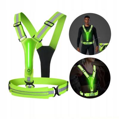 Reflective Vest Harness For Running Bike Double 2X Led Usb Pocket