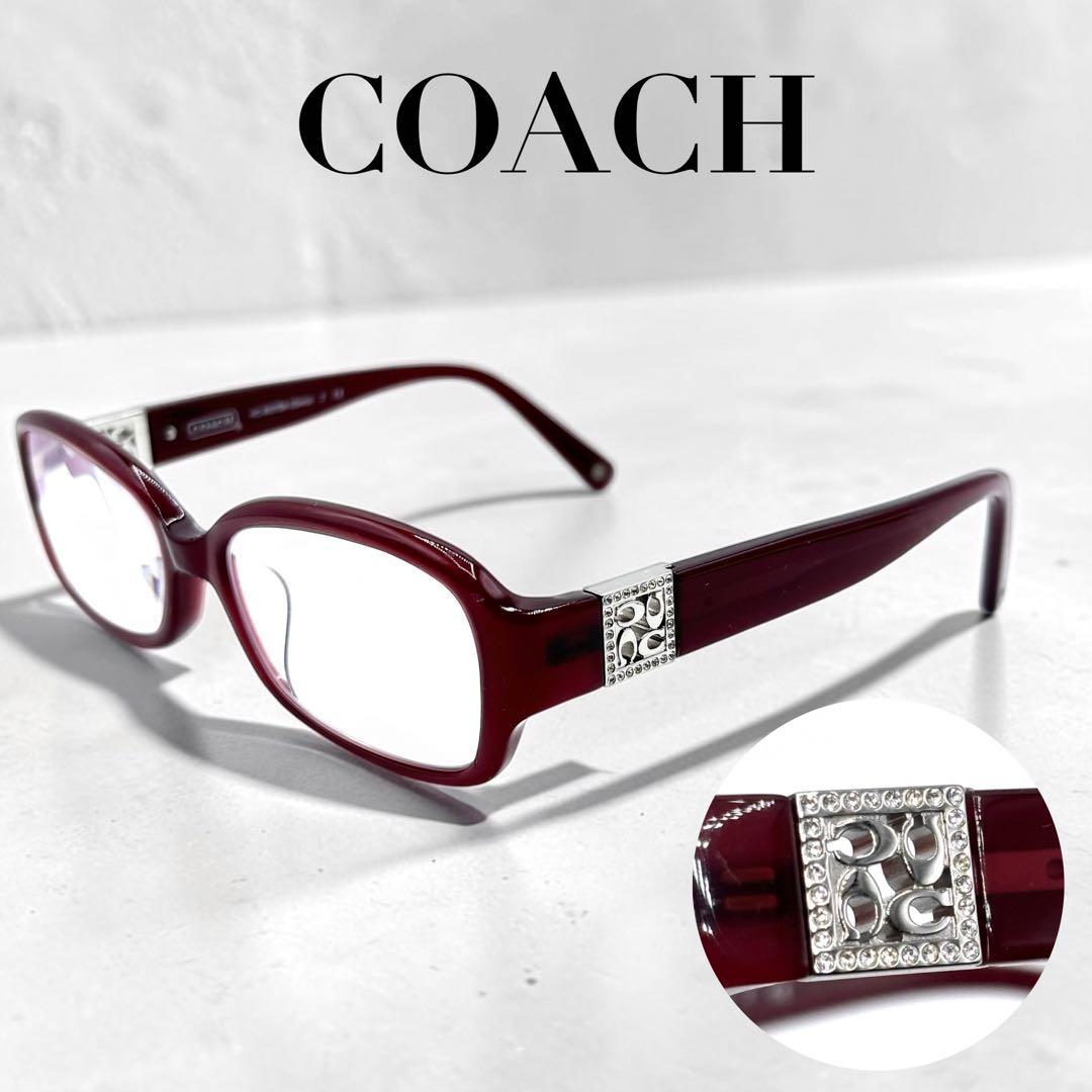 Used Beautiful itemCOACH Coach Square Glasses Signature Rhinestone
