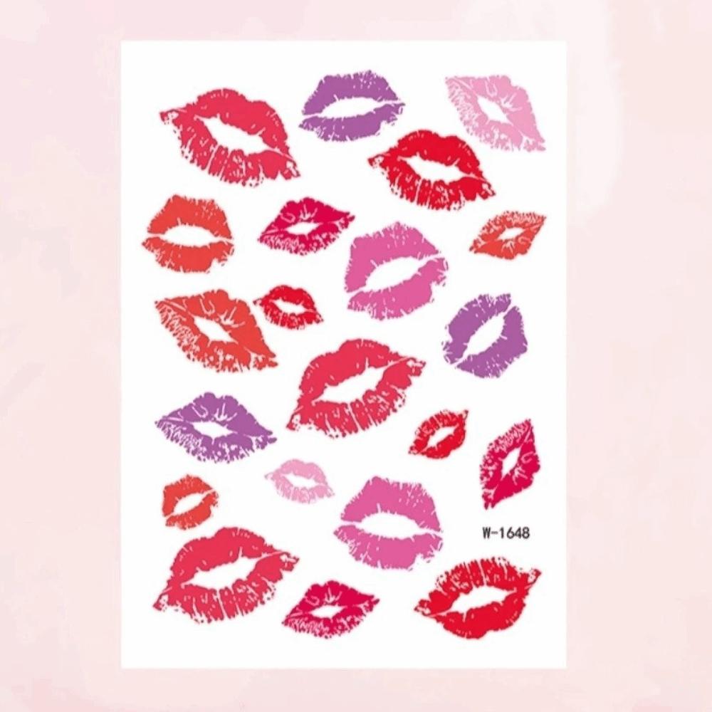 Leopard Print Lips Face Temporary Tattoos Disposable Makeup Stickers Valentine's Day Party