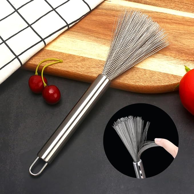Kitchen Stainless Steel Pot Brush Long-Handled Dishwashing Brush for Kitchen Sink Pans Cleaning Brush Hanging Scrubber Gadget