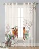 Chinese Style Plum Blossom Birds Flowers Sheer Curtains for Living Room Decoration Window Curtains Kitchen Tulle Voile Curtains