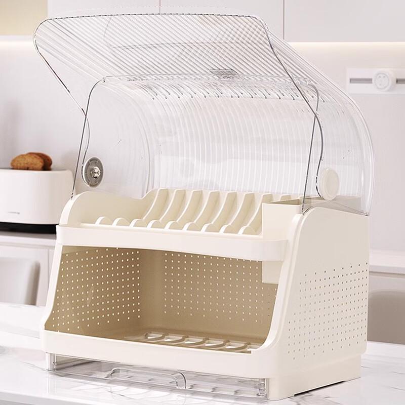 Kitchen Dish Drying and Storage Cabinet with Lid