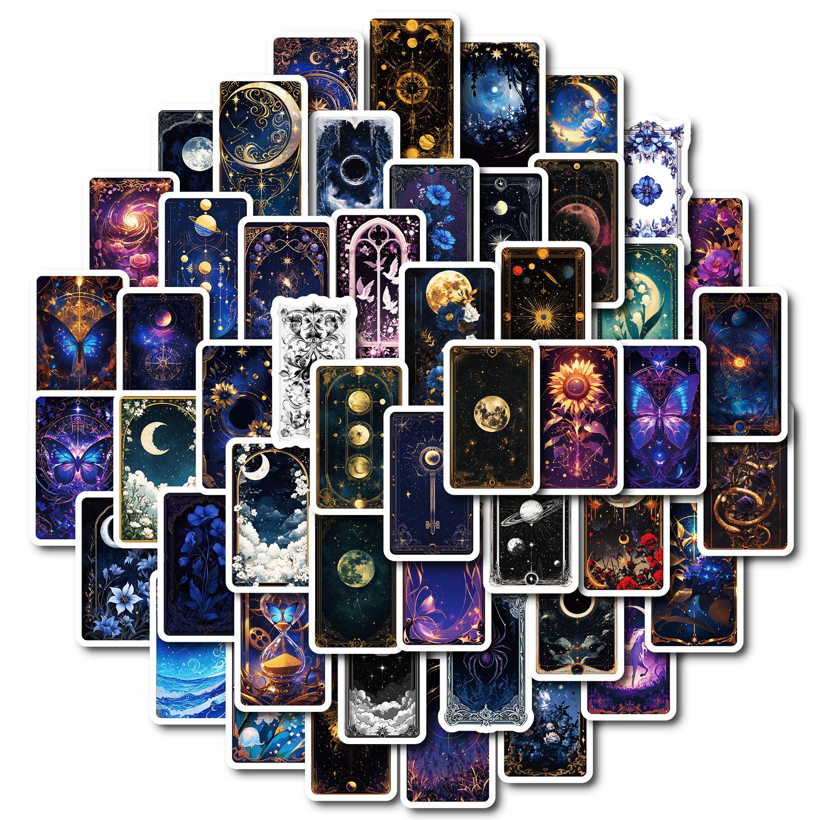 

50 таинственных наклеек с изображением звездного неба и цветов, водонепроницаемые наклейки для чехлов для телефонов, багажа, ноутбуков