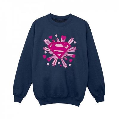 Erkek Çocuk Süperman Pembe Kalpler ve Yıldızlar Logolu Sweatshirt