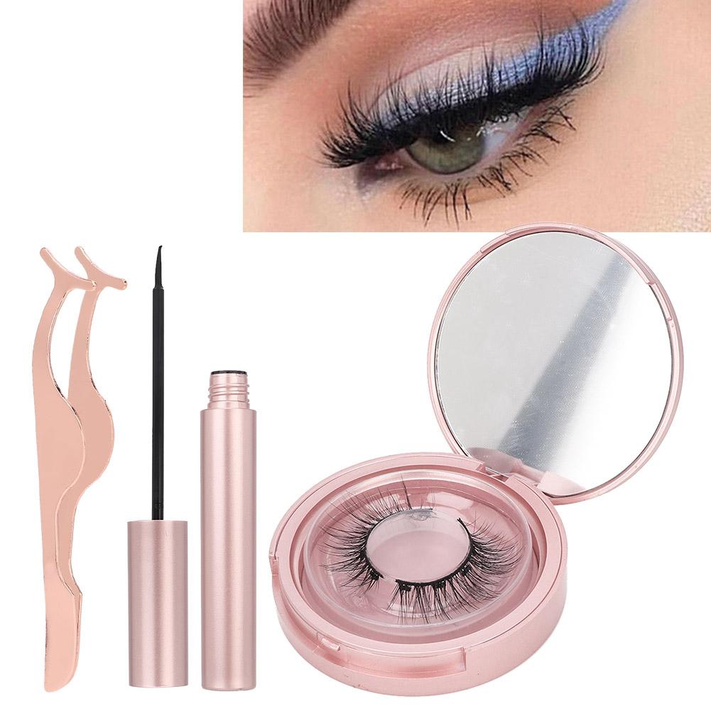 Round Tube Magnetic Liquid Natural False Eyelashes Lashes Tweezers Kit Cosmetic 001#