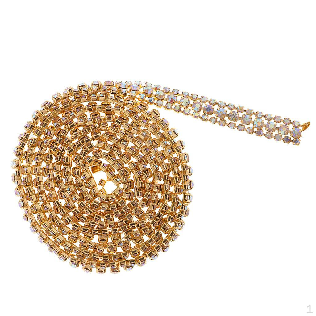 3 ярда - 10 мм хрустальная стразовая цепь-тесьма для рукоделия Gold Coloured Diamond