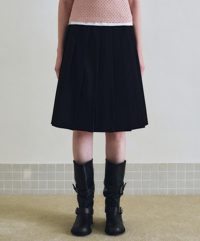 Roeil Classic Pleats Midi Skirt_Black