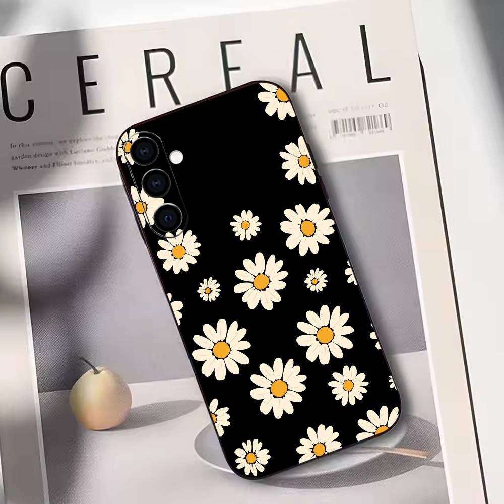 

Mini Daisy Phone Case Black Silicone Soft For Samsung Galaxy A73,A72,A71,A70,A53,A52,A51 Samsung a22 5g