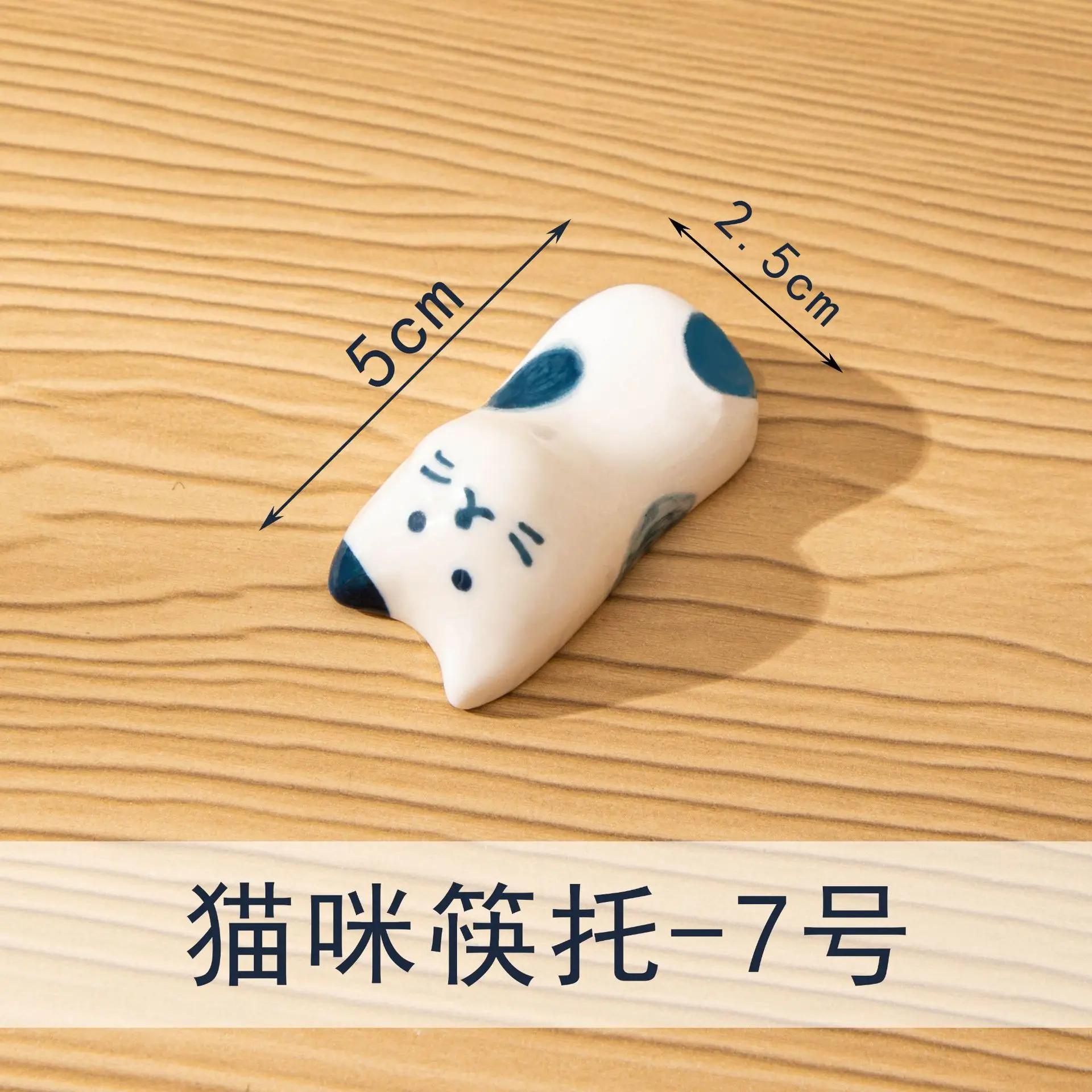 

1/3/7/pcs Cat Ceramic Chopstick Holder Spoon Rest Japanese Home Mini Desktop Tabletop Shelf Cute Tea Pet Tableware Accessories