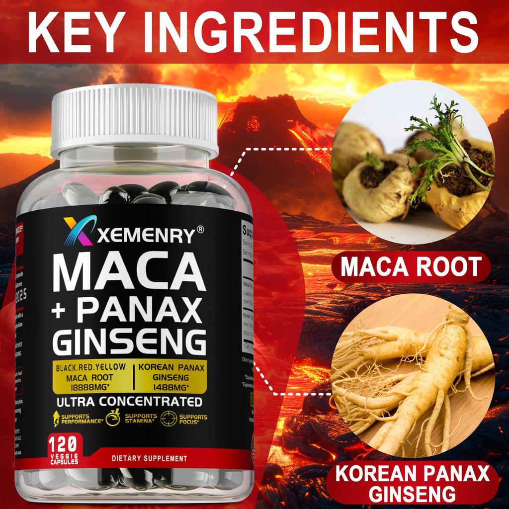 Maca root capsules contain Korean ginseng extract, provide immune support, and are gentle and easily absorbed.