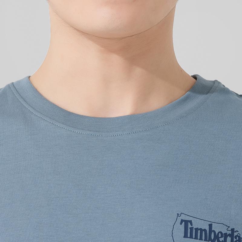 Timberland T-Shirts Men's Blue Crew Neck Moderate Straight Fit A6B6Z-758