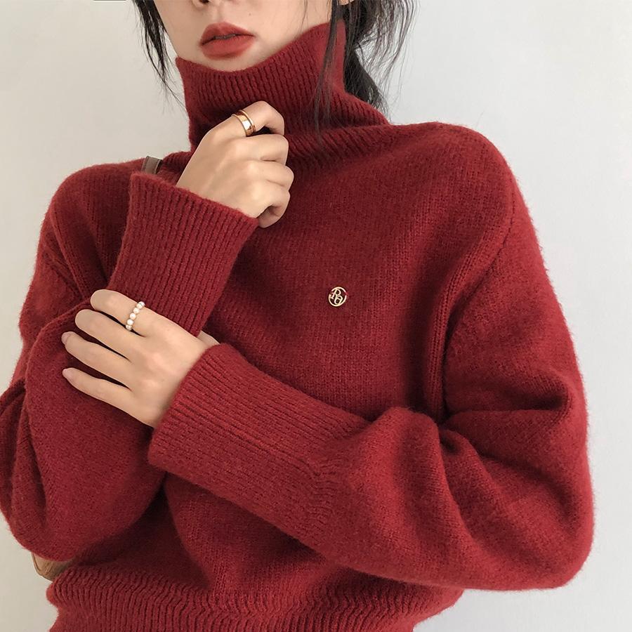 High Neck Sweater for Women In Autumn and Winter Soft and Loose Fit High Texture Knit Sweater Thick Top
