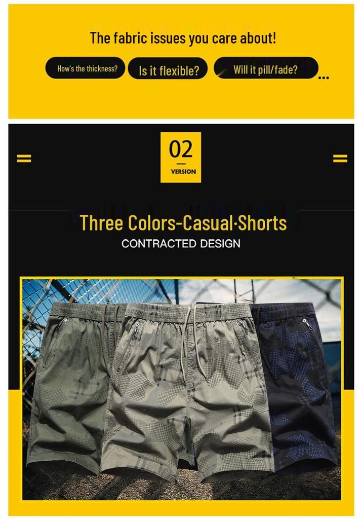 Men's Camouflage Bermuda Shorts with Zipper Pockets, Lightweight Casual Beach Pants, Loose Fit