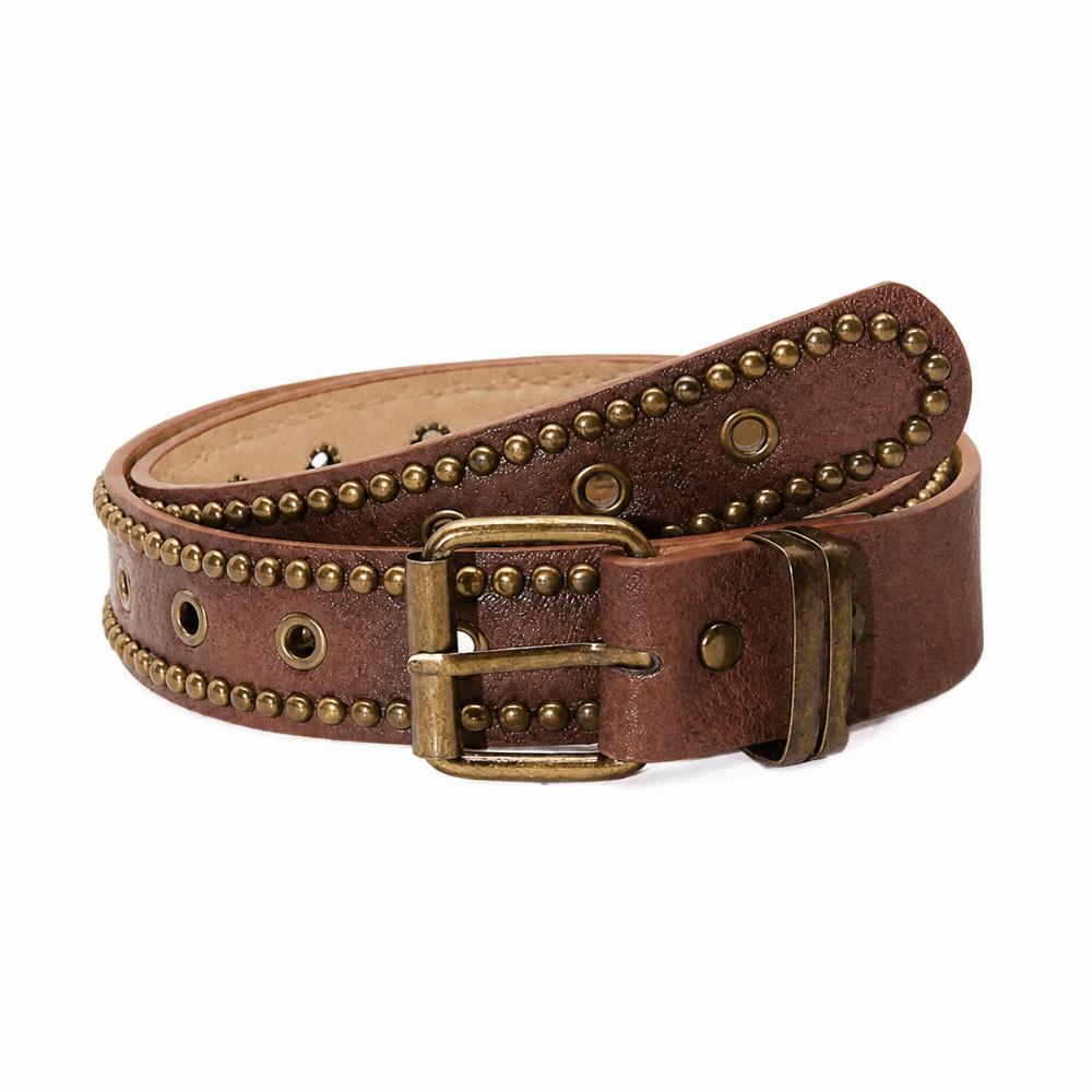 Multi Hole Studded Leather Belt Rivet Studded Waist Belt Retro Retro Belt Fashion Clothing 100cm