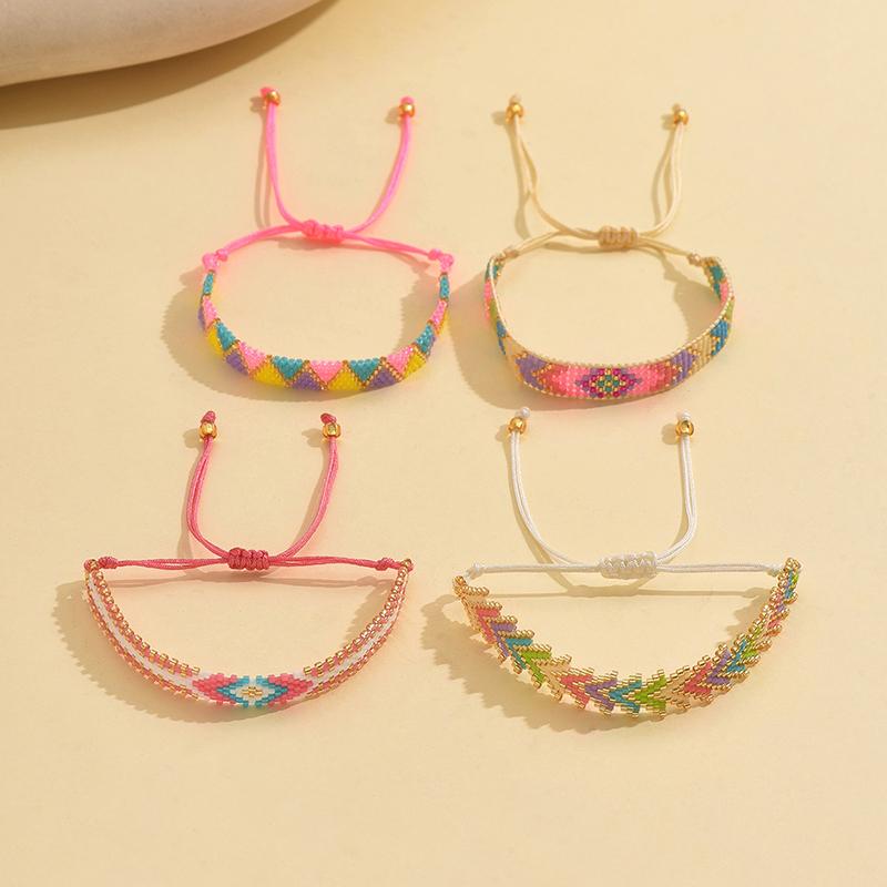 4Pcs/set Fashion Rainbow Bracelet Set Miyuki Loom Beads Adjustable Bracelets Women Boho Woven Jewelry