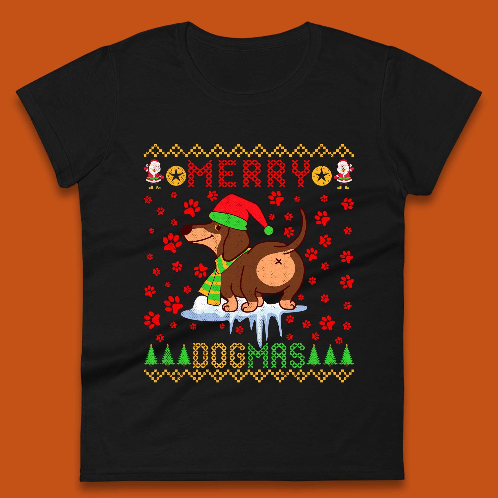 Merry Dogmas Christmas Womens T-Shirt Mens Tops Tees Unisex M