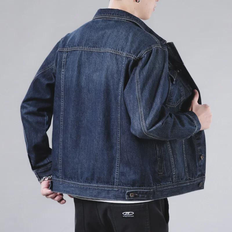 Men's Trendy Retro Loose-Fit Denim Lapel Jacket - Stylish Spring & Autumn Workwear Top