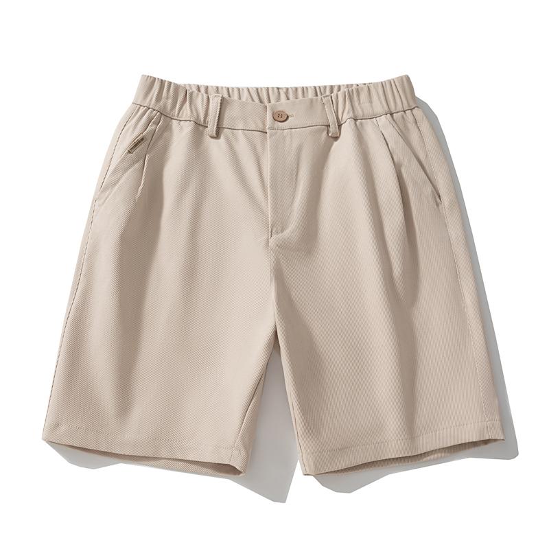Men's Black Casual Chino Shorts Elastic Waist, Button Fly, Pocket Design for Summer Streetwear & Daily Wear
