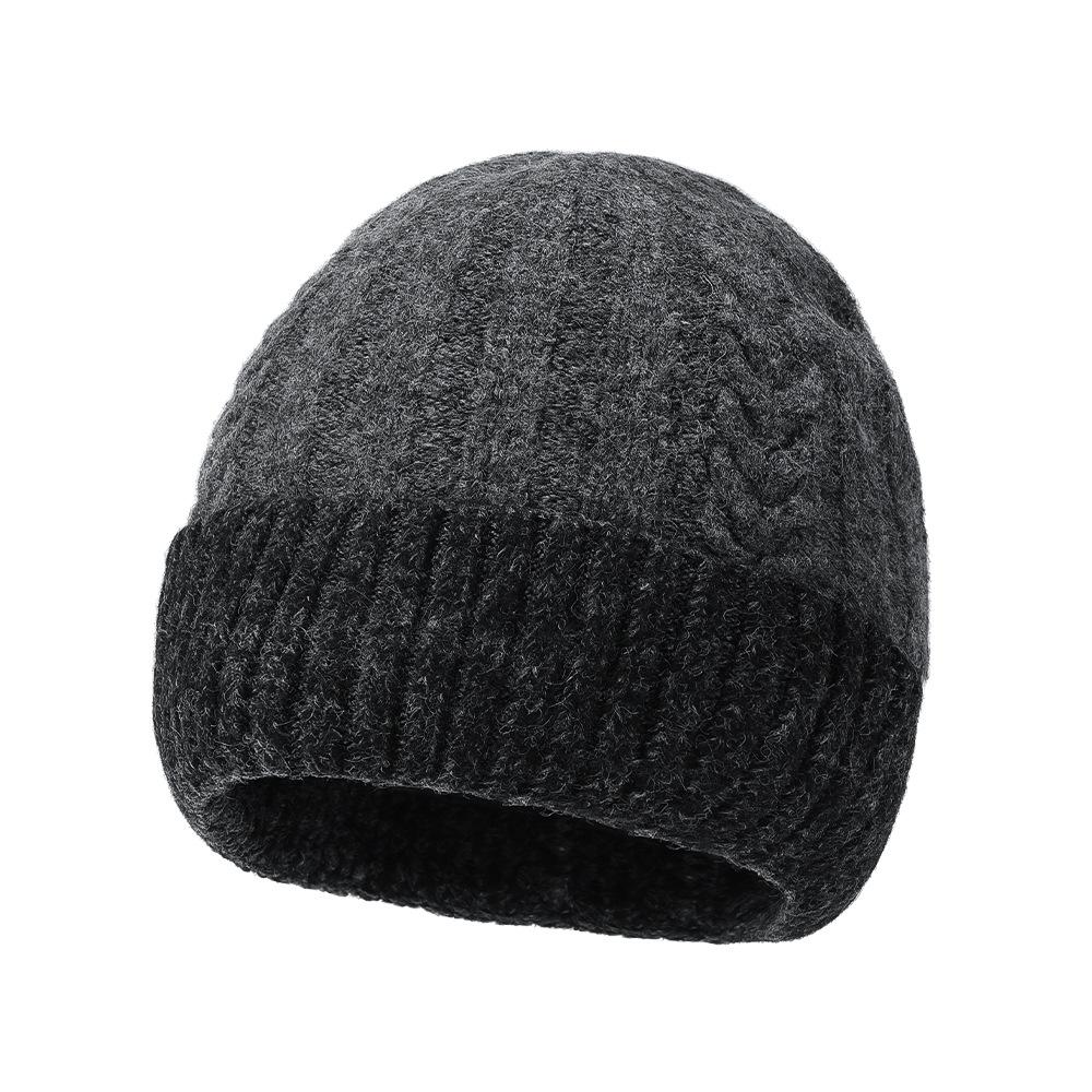 Winter Two-Color Stitching Wool Cap Men Warm Ear Protection Knitted Cap