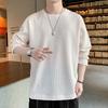 Camiseta de Manga Larga para Hombre Primavera y Otoño Delgada Tendencia de Moda Guapo Top para Hombre Capa Base Grande
