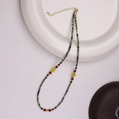 Chinese Minimalist Colorful Beads & Natural Stone Clavicle Chain for Women