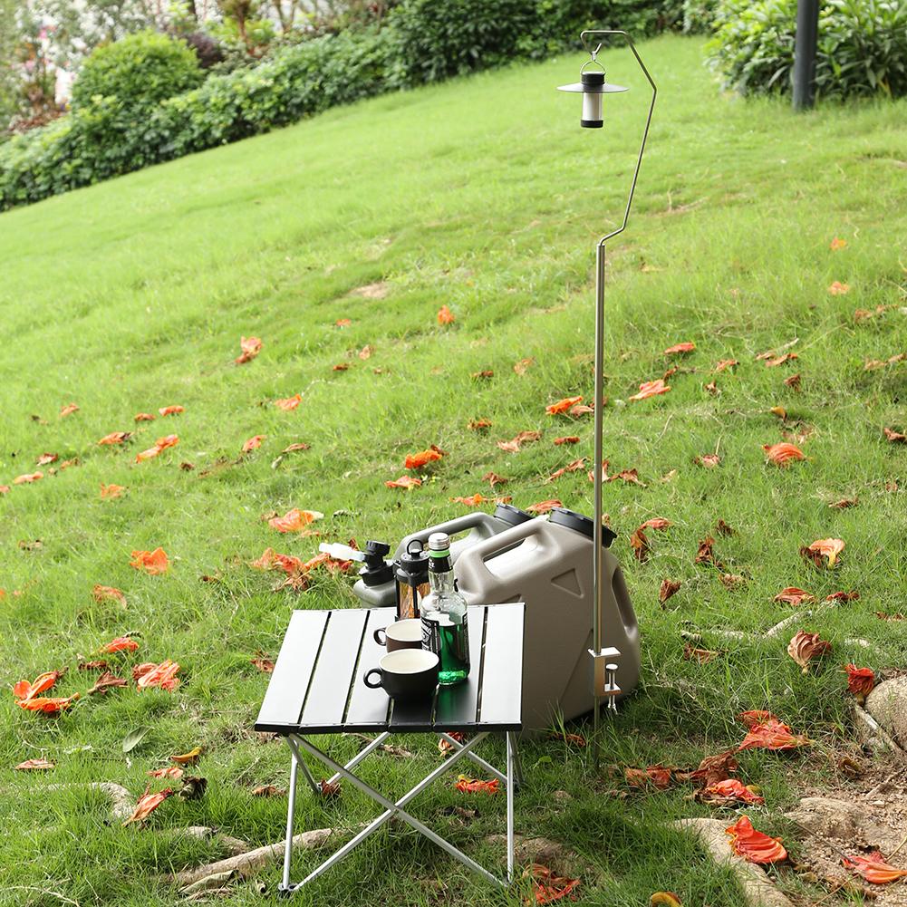 Foldable Lamp Post Pole Aluminum Alloy Hanging Light Pole Ground/Desktop Mount Height Adjustable for Camping Fishing Picnic BBQ