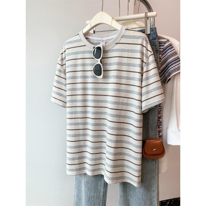 Japanese Wear Striped Short-sleeved T-shirt Women's Summer Thin Design Sense Niche Small Top