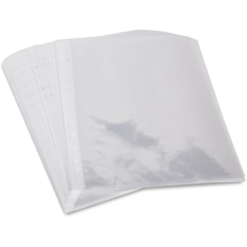 Neomate Heavy Duty 100 Micron Document Sleeves | 50 Pcs A4 Transparent Sheet Protectors with 11-Hole Punched for Ring Fi