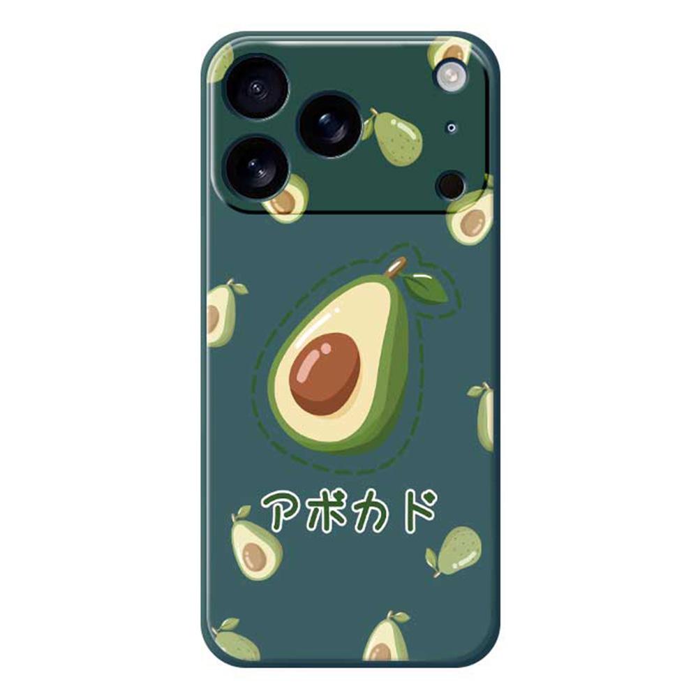 

For iPhone 17 Pro Max Case Avocados Pattern Printing Straight Edge TPU Phone Back Cover Green