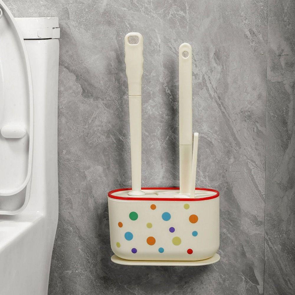 Modern Toilet Plunger Bowl Brush Nail-free Toilet Brush Set  Bath Accessories