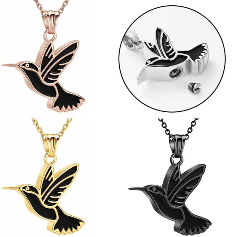 Elegant Bird Ornamented Pet Commemoration Jewelry Private Urn Charm Necklace In Durable Wear Resistant