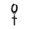 Vnox 1 Stuk Gotische Punk Hoepel Oorbellen voor Mannen Vrouwen, Zwart Roestvrij Staal Huggie Hoops Oor Sieraden, Kruis Geometrisch Hangend