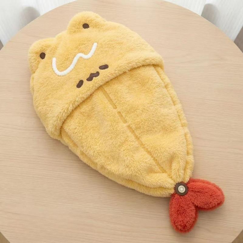 Fried Shrimp Dry Headband Coral Fleece Women's Thick Quick-drying Headscarf Thick Quick-drying Bath Cap Coral Fleece Dry Headband