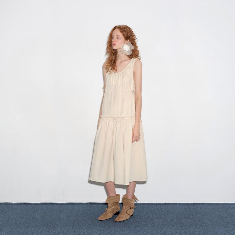 Women's Pleated U-Neck Sling Maxi Dress