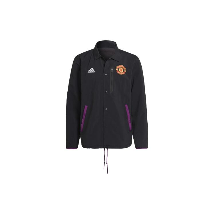 adidas Mufc Trv Coach Logo Zipper lapel Soccer/Football Jacket Black Men s GR3911 S