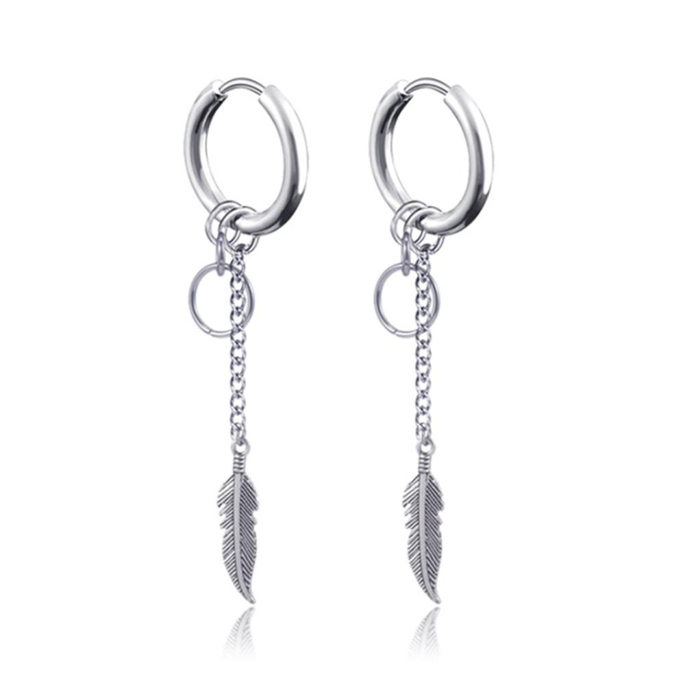 New Punk Stainless Steel Chain Hoop Earrings For Women Men Trendy Goth Pop Hip Hop Pendants Ear Jewelry Accessories Earring