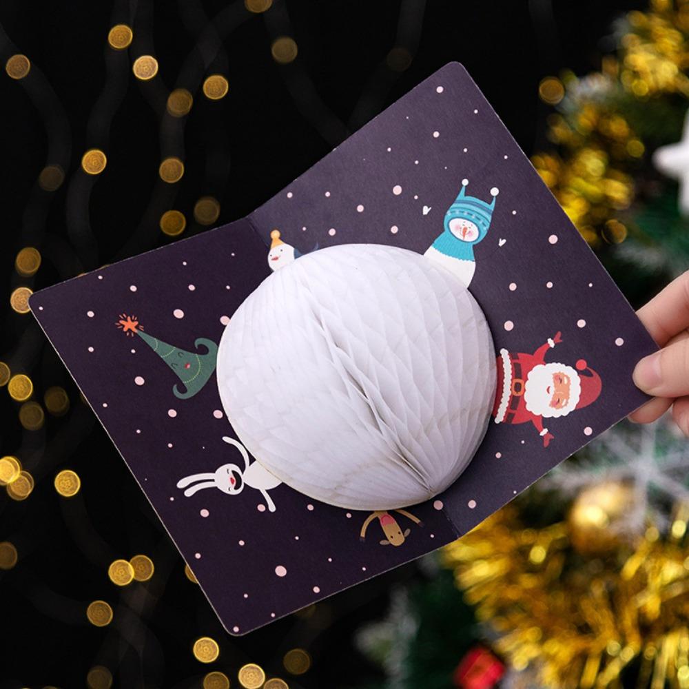 3D Pop Up Christmas Cards with Envelopes Sealing Stickers, Honeycomb Xmas Cards, Cute Merry Christmas Card Holiday Greeting Gift