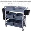 Multi-functional Food Service Cart with Trash Bin