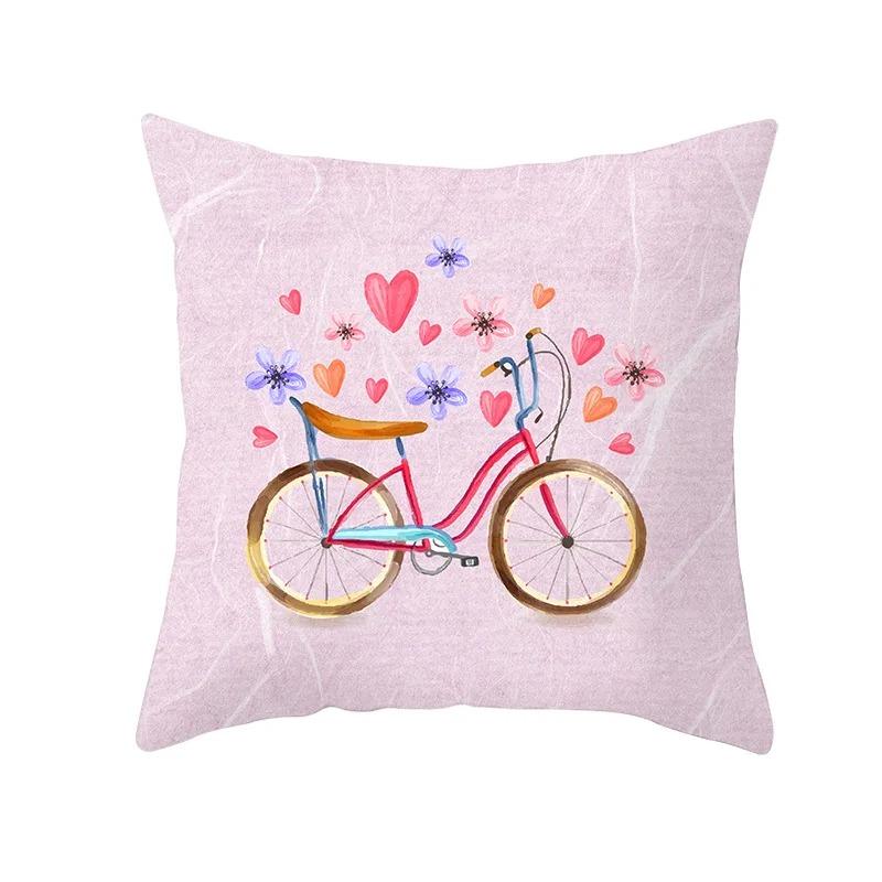 Bicycle Pattern Decorative Pillowcase Living Room Office Decoration Home Pillowcase