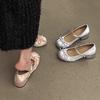 Single Shoes Women's 2025 Summer Buckle with Platform Satin Ballet Shoes Bow Thick Heel Mary Jane with High Heels