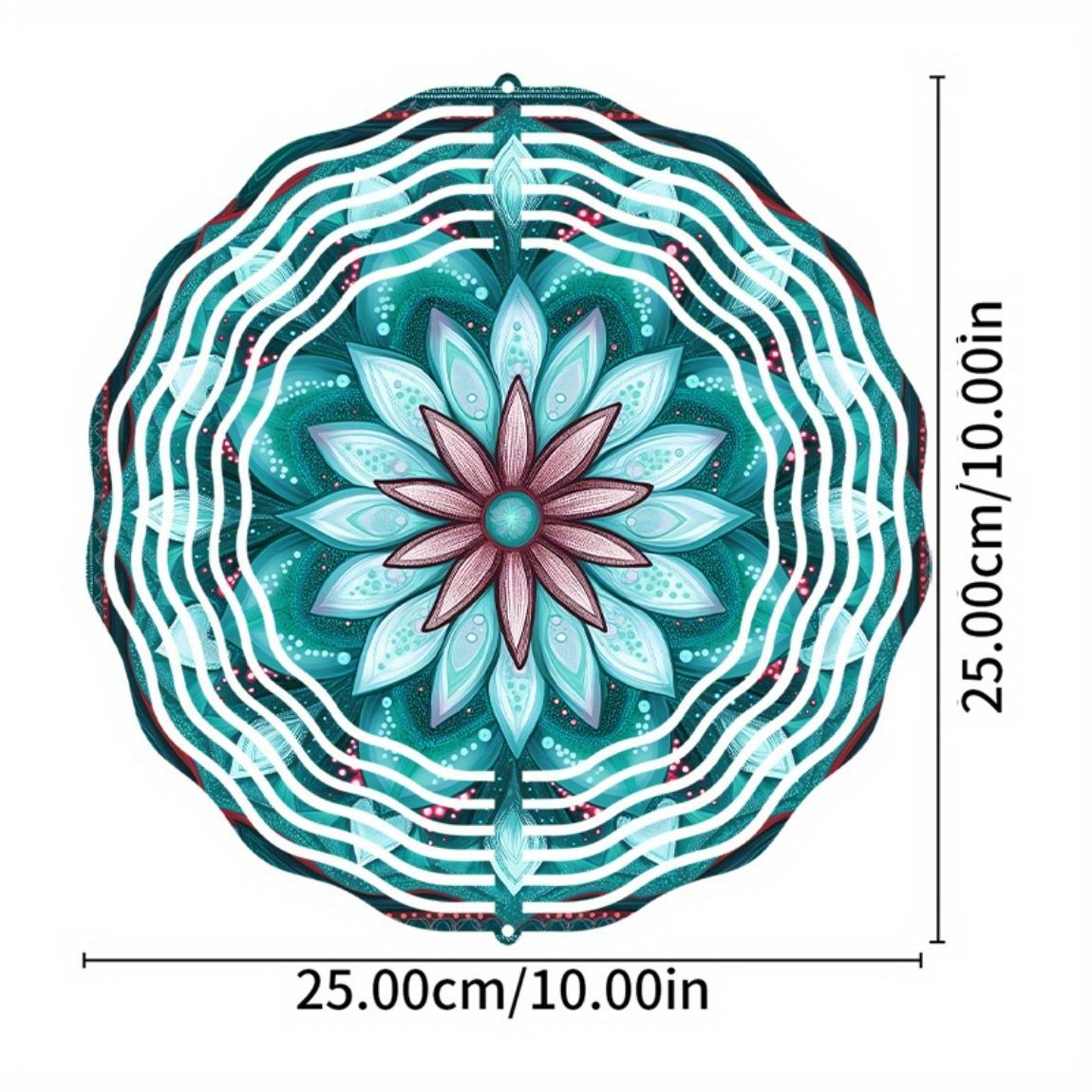 

10-дюймовый подвесной спиннер-колокольчик с дизайном мандалы, крючок с вращением на 360 градусов для сада, балкона, лужайки, летний декор, креативная идея для подарка 01A
