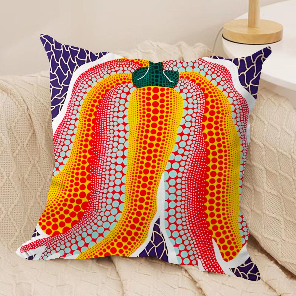 Yayoi Kusama Abstract ArtCushion Cover Soft Plush Fabric Double-Sided Printed Sofa Cushion Cover for All Seasons Home Decor Gift