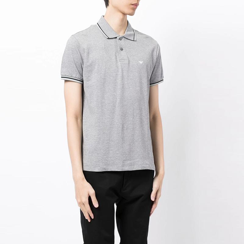 Emporio Armani FW21 Cotton Short Sleeve Polo Shirt Men Tops Gray 8N1FB41JPTZ0627