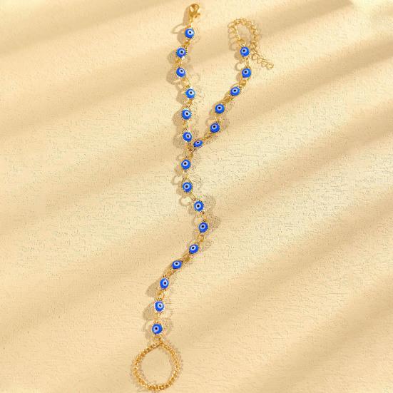 Bracelet High Saturation Dripping Glaze Blue White Eye Shape One-Piece Ring Integrated Design Bracelet Turkish Eye Symbol Bracelet