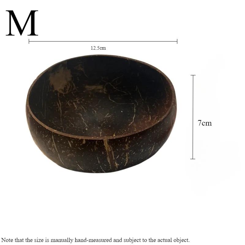 

Кокосовые миски для сервировки блюд, деревянные салатницы, многоразовые миски, сервировочные принадлежности. Натуральные миски из скорлупы кокоса. M