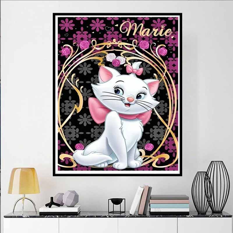 Disney Diamond Painting Mary Cat Elegant Style Art Painting 5D Mosaic Art DIY Cross Stitch Embroidery Set Full Diamond Home Decoration Gift