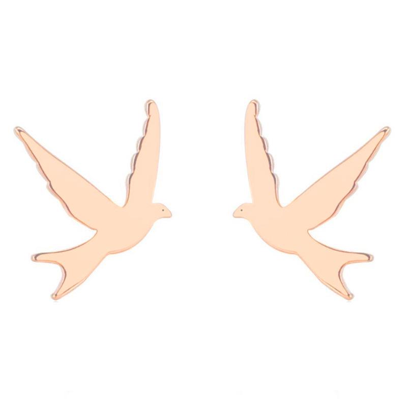 Korean Style Stainless Steel Swallow Bird Stud Earrings